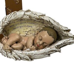 New Joseph's Studio Sleeping Baby in Wings Statue Baptism Religious Newborn